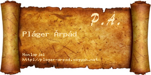 Pláger Árpád névjegykártya