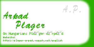 arpad plager business card